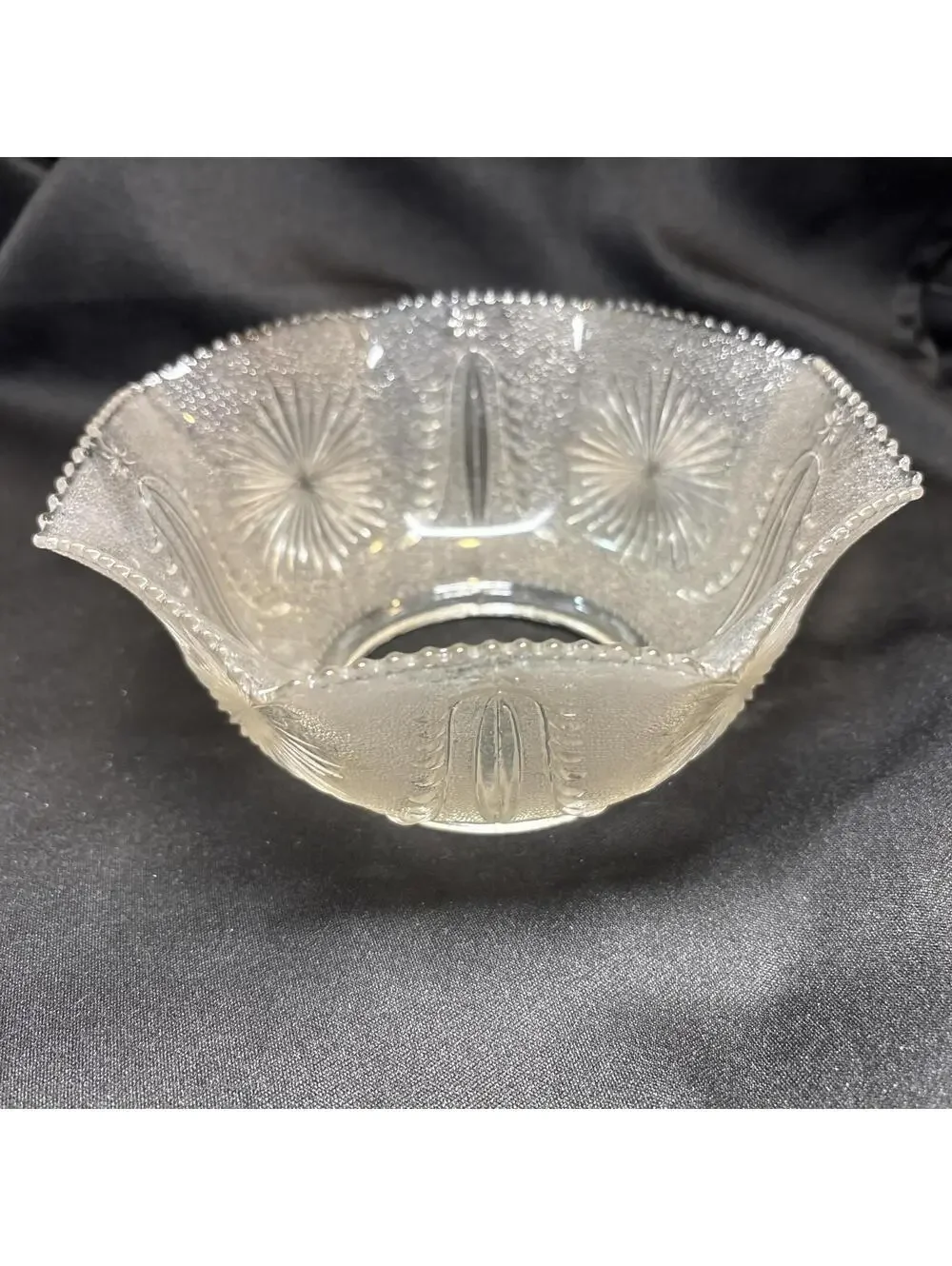 VTG MCM Stippled Pressed Glass Light Shade Starburst Atomic 3.25” Fit Great Con.